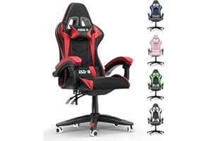 Racingreat Gaming Chair,Ergonomic Gaming Chair for Adults, Height Adjustable Reclining Computer Game Chair Comfortable with Headrest and Lumbar Support (Without Footrest, Red)