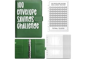 YJWZ 100 Umschlag Saving Challenge,Budget Planner Deutsch,A5 Haushaltsplaner mit Umschlägen,Budget Binder Einfache und Unterhaltsame Möglichkeit zu Sparen 5050 €,Sparbuch für Geld Sparen Challenge