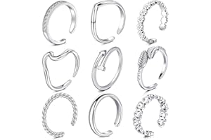 Rajnard Toe Ring Anillos de Dedo del pie Anillo de nudillo Anillo de Dedo Anillo de Banda Ajustable de Acero quirúrgico Flor para Mujeres Niñas Juego de 2 Piezas de Plata/Oro Rosa