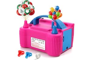 WODENY Electric Balloon Air Pump Kit, 600W Balloon Inflator Electric Pump with UK Plug Dual Nozzle Automatic Inflator Blower Portable Pump, Glues and Tying Tool for Party,Birthday,Wedding,Festival Decoration