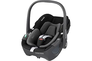 Maxi-Cosi Pebble 360 i-Size, Baby Car Seat, 360 Car Seat Newborn, 0-15 Months (40-83 cm), One-Hand Rotation, ClimaFlow, Easy-in Harness, G-Cell Side Impact Protection, Essential Black