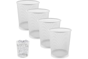 SENENQU 4 Pezzi Cestino Ufficio Metallo, 12L Cestini Ufficio Bianco Griglia Metallo, Piccolo Cestino Spazzatura Ufficio per Scrivania Camera da Letto Bagno - 26.5 x 23.5 x 18.8 CM​​