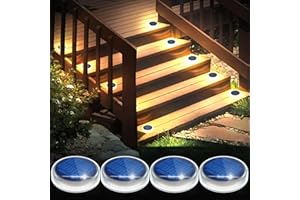 YiLaie Luci Solari da Giardino,Lampada Solare da Esterno,Luci del ponte solare esterni impermeabili LED Faretto per Passerella Percorso,Prato,Yard,Step,Patio Auto On/Off (Bianco caldo)