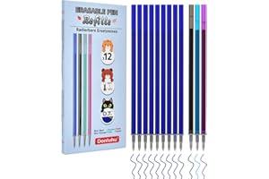 Donluhu Ersatzminen für Legami Stifte [9 Blau, 1 Schwarz, 1 Türkis, 1 Violette, 12er Pack], Minen für radierbare stifte, Refill für Legami Bee, Gelschreibermine Radierbar for Legami Milano