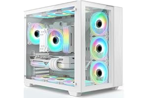 iONZ KZ-Z - PC Gaming Case, ATX Mid Tower - Dual Chamber Dynamic Advanced Series, White Tempered Glass | includes 4 x ARGB Fans