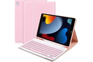 Lupxiu Funda con Teclado para iPad 10.2” 9ª Gen 2021/8ª Gen 2020/7ª Gen 2019 con Ranura de Lápiz, Español Ñ con Pencil Inalámbrico Desmontable Teclado(QWERTY) y Magnético Carcasa Delgada