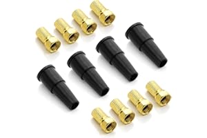 deleyCON SAT zestaw montażowy 12 sztuk - 4x gumowa przelotka ochrona kabla nasadka izolacyjna i 8x 7mm wtyczka F pozłacana śrubowa gumowa uszczelka kabel koncentryczny kabel antenowy