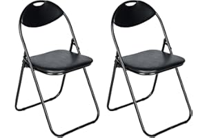 Nyxi Set of 2 X Folding Chair Padded, Paris Faux Leather, Chair Home Office Dining (2 X Chairs, Black)