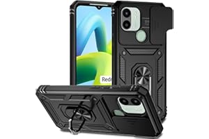 TEYYOS Funda de Armadura para el Xiaomi Redmi A1, Carcasa Anti-caída con Tapa Corrediza y Soporte - Negro