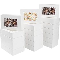 GXFCING 24 Stuks Koekjesdoos met Doorzichtig Venster, 22,9 x 15,3 x 6,4cm Wit Kartonnen Doos voor Verjaardag Bruiloft Kerstfeest Koekjesgebak Snoepjes Cupcake Verpakking