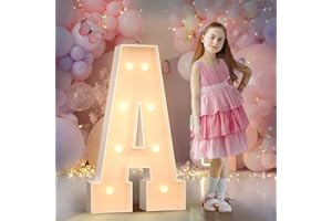 MIXIFOX 3FT Light Up Letters Birthday Decoration: Large Cardboard Letters A for Party, Marquee Letters for Graduation Decorations Baby Shower Wedding Decor, Mosaic Balloon Arch Stand Pre-cut DIY Number