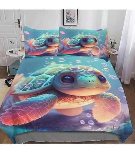 Einhorn Bettwäsche 3-tlg. 155x220cm - Regenbogen Design Für Mädchen