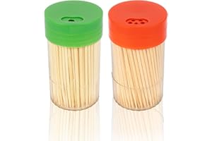 D.A.Y. REPUBLIC 500 Bamboo Cocktail Sticks - 6cm, 2 Dispensers, Splinter Free Toothpicks in Storage Boxes, Sturdy Double Sided Picks for Dental Tooth Picks, Party Buffet Canapé Appetisers Barbecue, Biodegradable