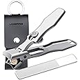 VOGARB Nail Clippers for Thick Nails Large Wide Jaw Opening Toenails Clippers for Men Seniors Long Handle Heavy Duty Portable Ultra Sharp Fingernail Cutter with Catcher for Adult Women (Silver)