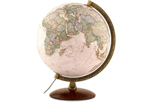 Tecnodidattica – National Geographic Edge Executive Globe | Illuminated | Base in beechwood and metallic meridian |Political and physical map by National Geographic | Text in English | 30cm Diameter