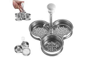 OBELUNRP Cooker per uova in camicia di uova in acciaio inossidabile con 3 tazze per la colazione strumento di cottura, bracconiere di uova in acciaio inossidabile, bracconiere di uova