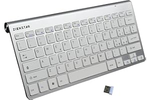 Zienstar-Mini Tastiera Senza Fili 2.4Ghz con Ricevitore USB,Layout Italiano-Argento