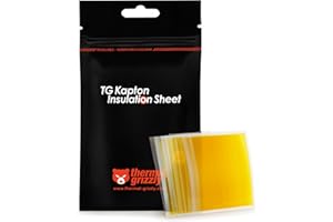 Thermal Grizzly Kapton - Foglio isolante in poliimmide ad alta temperatura, 50 strisce (10 x 60 mm), spessore 40 μm, per protezione Tim CPU/GPU