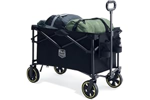 TIMBER RIDGE Festival Trolley on Wheels, 200L Large Capacity Foldable Camping Trolley with Adjustable Handle, Heavy Duty Storage Wagon Cart for Outdoor Garden Picnic Shopping Beach
