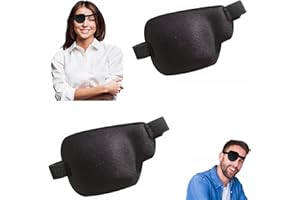 SIGANORPY 2Pcs 3D Eye Patches for Left and Right Adults Adjustable Eye Adjustable Medical Eyepatch for Lazy Eye Large Black (Right Eye)