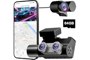 Frvesroe Dashcam 3 Canales para Coche, 4K UHD Delante 170° + Full HD Trasero 140° + Interior 140°, Parking 24h, Dash CAM Coche, WiFi 6 & GPS, Visión Nocturna HDR/WDR, Dashcam con Tarjeta 64GB (V1)