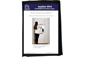 Easyblinds Easydoor blind for glazed doors, quick fix instant blind, black, half door standard width, self-adhesive attachments, cut to size and shape as required