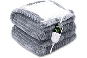 ITSHINY Manta Eléctrica 180x135cm con Control Digital, 6 Niveles de Calor, Temporizador 1-10 Horas, Apagado Automático y Protección contra Sobrecarga, Felpa Suave Lavable a Máquina