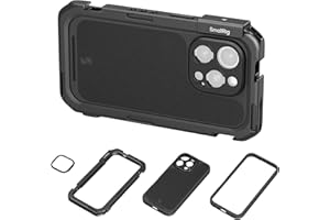 SMALLRIG Mobile Video Cage für iPhone 16 Pro, Telefonkäfig mit Telefonhülle mit T-Mount-Objektivrückplatte, Unterstützung für MagSafe, Schnellverschluss-Telefonvideo-Rig für Videografie, – 4828