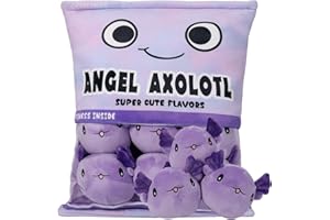 GDGZT Axolotl Plush Pillow, Removable Axolotl Toy with Salamander Stuffed Animal Dolls, Soft Kawaii Cushion as Room Decoration, Creative Axolotl Gift for Kids Birthday, Christmas (6 Purple Axolotls)