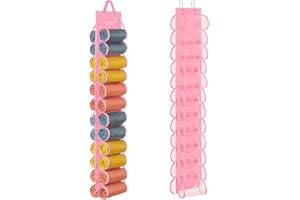 Lirex Hanging Yoga Legging Storage Organizer with 24 Pockets, Foldable Oxford Cloth Hanging Closet Organizer Shirts Jeans Storage Hanger Socks Holder for Family Closet Bedroom, Pink