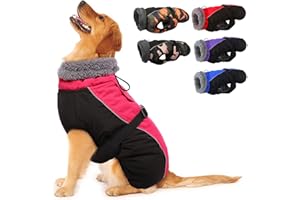 HJYOKUSO Manteau d'hiver pour Chien, Veste ImperméAble pour Chien, Veste d'hiver Chaude avec Doublure en Polaire, Manteau RéFlecteur Ajustable Et Confortable avec Trou pour Harnais pour Petits Et Moyens Chien