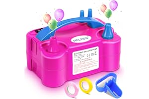 HELESIN Elektryczna pompka do balonów, 600 W, 2 tryby nadmuchiwania, elektryczna pompka do balonów z podwójną dyszą, na urodziny, zakończenie szkoły