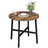 VASAGLE Dining Table, Round Kitchen Table, for Living Room, Office, 80 x 75 cm (Diameter x Height), Industrial Style, Rustic