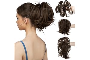 CJL HAIR Claw Clip Short Ponytail Hair Extensions Bendable Metals Messy Bun Hair piece Straight Fake Hairpieces