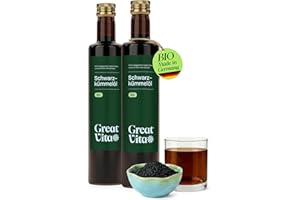‎MEA VITA GreatVita Schwarzkümmelöl bio kaltgepresst 1L (2x 500 ml) - 100% rein, vegan - Black Seed Oil (Schwarzkümmel) - Schwarzkümmelöl kaltgepresst für Küche, Haut-, Haar-& Körperpflege - ohne Zusatzstoffe