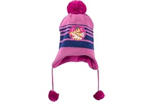 United Labels Paw Patrol Wintermütze für Mädchen, Pink Blau, Strickmütze mit Bommel, Kinder Bommelmütze mit Ohrenklappen und Kordeln