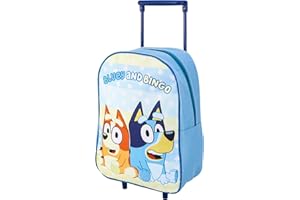 Bluey Children’s Luggage Suitcase - Foldable Trolley Bag 42 x 29cm 2 Wheels Extendable Handle - Travel Bag with Wheels