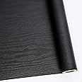 Abyssaly Black Wood Contact Paper 11.8" X 78.7" Decorative Self-Adhesive Film for Furniture Surfaces Easy to Clean Easy to Clean Thickening Upgrade Increase Stomata and Reduces Bubble Generation