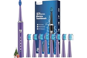 COULAX PRO Sonic Electric Toothbrush for Adults and Kids - Rechargeable Sonic Toothbrush with 8 Brush Heads, 120 Days of Use with 3-Hour Fast Charge, 5 Modes with 2 Minutes Built in Smart Timer, Gift for Family