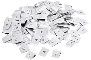 sourcing map Clothing Sewing Size Label, S/M/L Embroidered Label White for Clothes Garment, Pack of 150