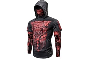 Duohropke Cyberpunk, felpa con cappuccio da uomo, con cappuccio, a maniche lunghe, per sport, slim fit, per Halloween, con teschio, da motociclista