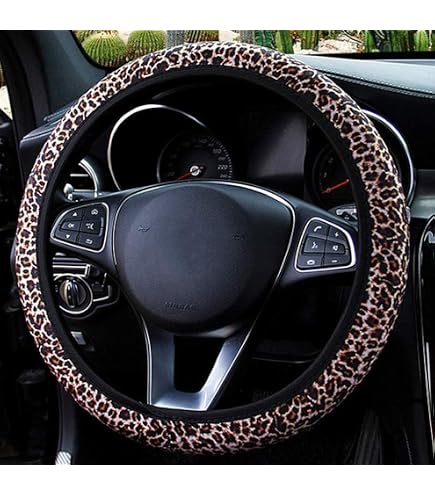 Coprivolante soffice per auto con stampa leopardata universale Coprivolante antiscivolo caldo invernale peloso in peluche per ragazze regalo  34