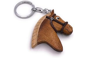 Onwomania - "-Pferdekopf Pferd Pony Schlüsselanhänger - Holz Glücksbringer ideal als Geschenk z.B. für den besten Freund, die beste Freundin, Mama - Für Männer, Frauen & Kinder