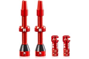 HZJD 2Pezzi Valvole Presta Tubeless Bici, Rosso, Strumento per la rimozione dei raggi del nucleo integrato(44 mm)