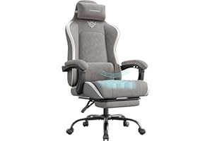 SONGMICS Sedia Gaming, Sedia da Ufficio Scrivania, Ergonomica, Seduta con Molle, Poggiapiedi, Braccioli con Meccanismo Sincronizzato, Grigio Tortora OBG079G01