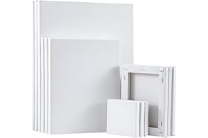 M.J COMFY-LIFE 12-Pack Stretched Canvas Set - 18x24,25x30,30x40cm 100% Cotton Primed White Painting Canvases for Acrylic, Oil & Watercolor - Ready-to-Use Artist Canvas Boards for Beginners & Professionals (12)