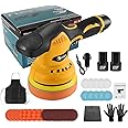 CONENTOOL Cordless Car Buffer Polisher with 2*2.0Ah Batteries- 6 Inch Portable Polishing Waxer Machine Kit 1800-6000 RPM, 8 Variable Speed, Car Polishers and Buffers with 27PCS Attachments