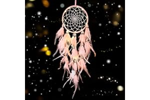 Hongyans Attrape de Rêves LED, Faite Main Capteur de Rêves en Plumes Lumineux Dream Catcher pour Chambre Maison Décoration Tenture Murale Mobile Decoratif Filles Enfants Cadeau