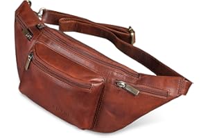 ROYALZ 'Laguna' Vintage Marsupio in Pelle Uomo Donna Borsa da Cintura a Vita in Cuoio Vero Borsello Moderno, Colore:Roma Cognac Marrone