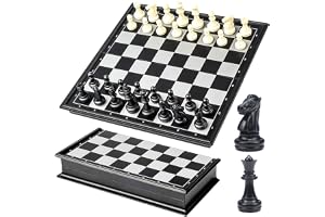 Aoyfuwell Magnetiskt schackspel – Högkvalitativt, hopfällbart schackbräde (25x25 cm), reseschack, schacksats för nybörjare